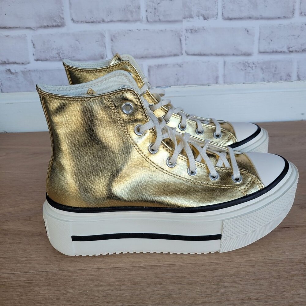 Converse Metallic Gold High-Top Platform Sneakers